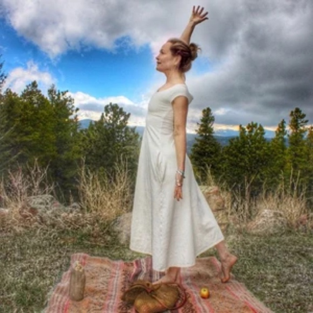 Off white maxi dress handmade by Ora on Etsy.
